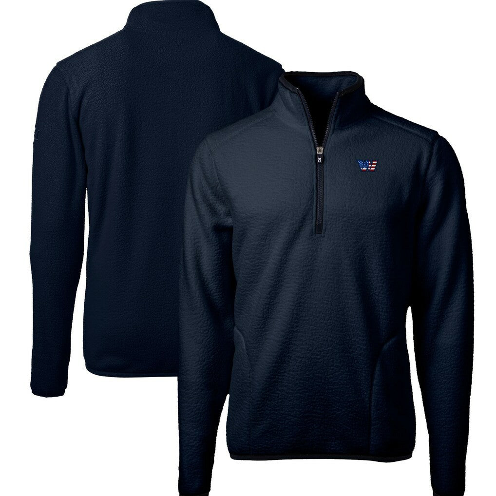 Washington Commanders Cutter & Buck Big & Tall Cascade Eco Fleece Quarter-Zip Jacket Navy | NFL