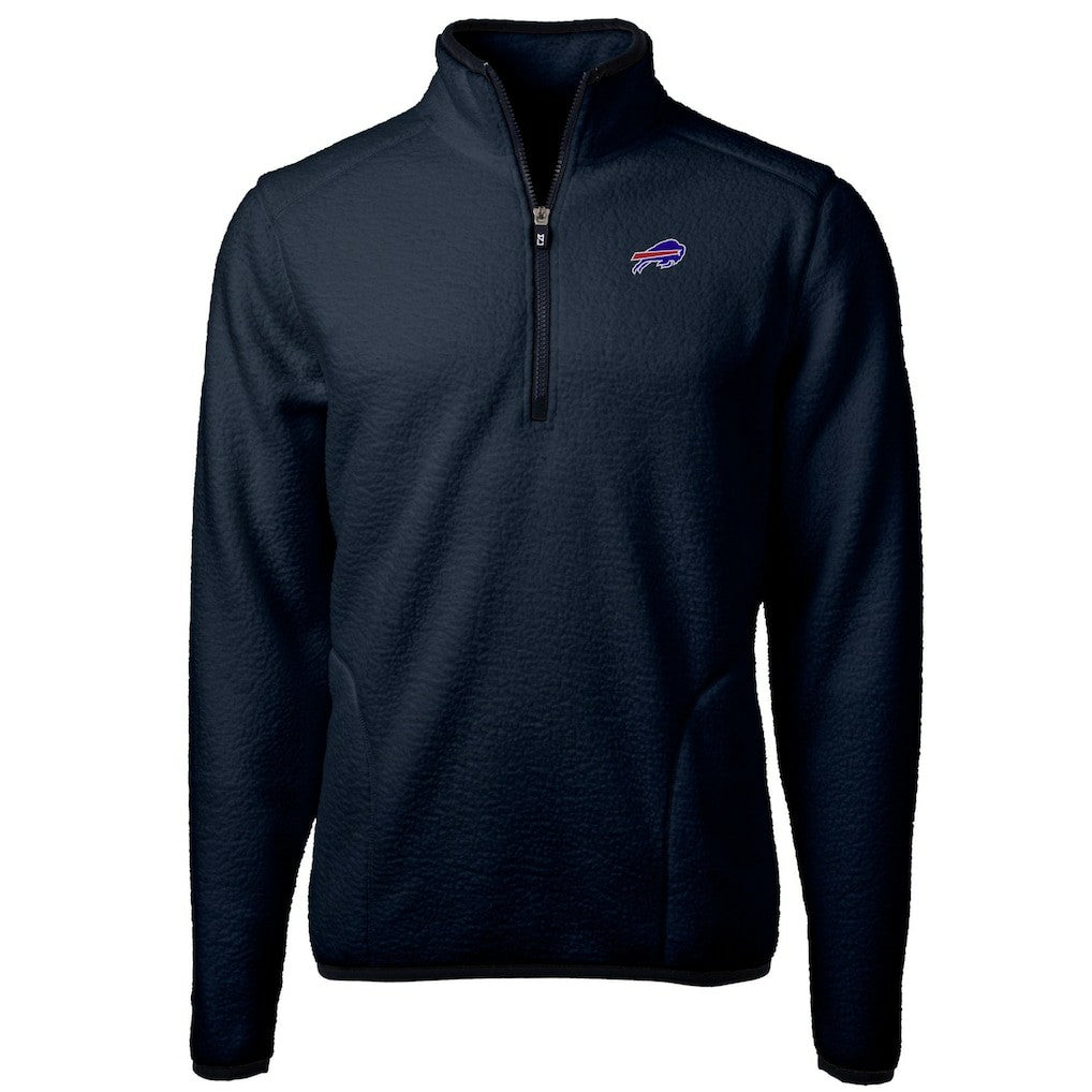 Buffalo Bills Cutter & Buck Big & Tall Cascade Eco Fleece Quarter-Zip Jacket Navy | NFL