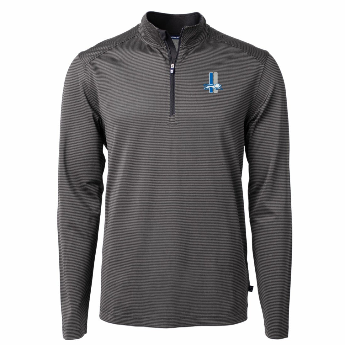 Detroit Lions Cutter & Buck Big & Tall Virtue Eco Pique Micro Stripe Tri-Blend Quarter-Zip Jacket Black | NFL
