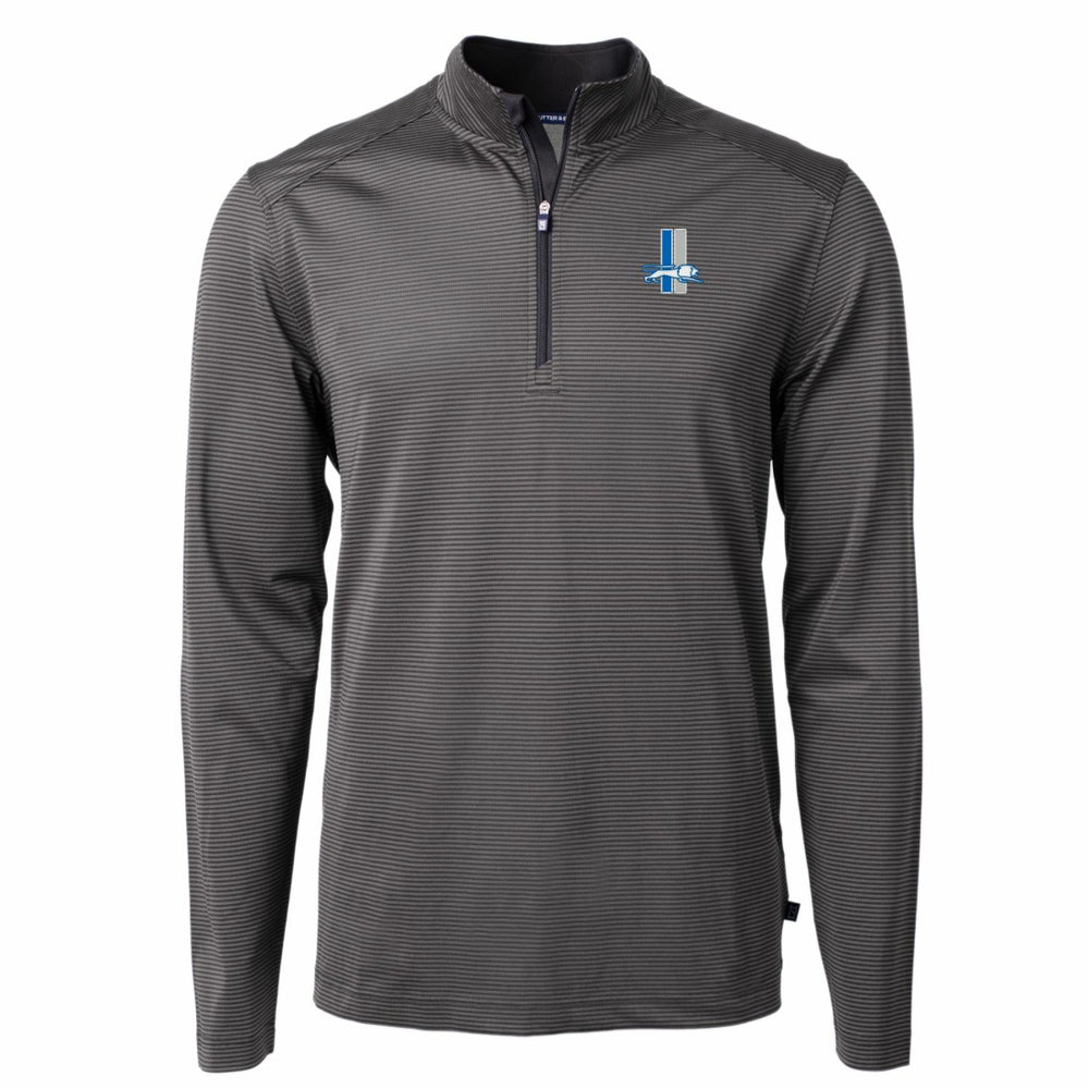 Detroit Lions Cutter & Buck Big & Tall Virtue Eco Pique Micro Stripe Tri-Blend Quarter-Zip Jacket Black | NFL