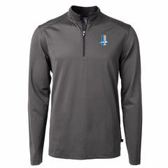 Detroit Lions Cutter & Buck Big & Tall Virtue Eco Pique Micro Stripe Tri-Blend Quarter-Zip Jacket Black | NFL