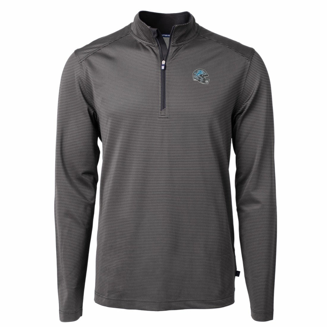 Detroit Lions Cutter & Buck Big & Tall Virtue Eco Pique Micro Stripe Tri-Blend Quarter-Zip Jacket Black | NFL