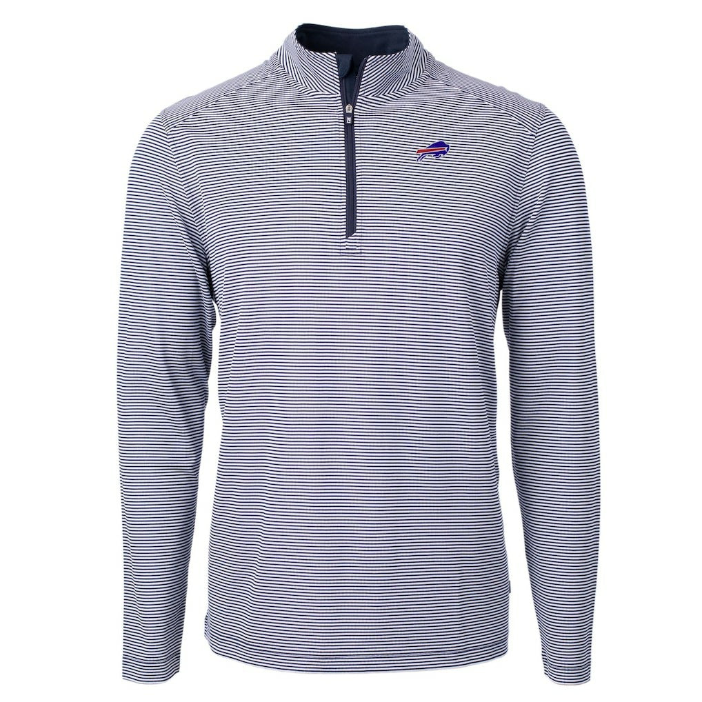 Buffalo Bills Cutter & Buck Big & Tall Virtue Eco Pique Micro Stripe Tri-Blend Quarter-Zip Jacket Navy | NFL