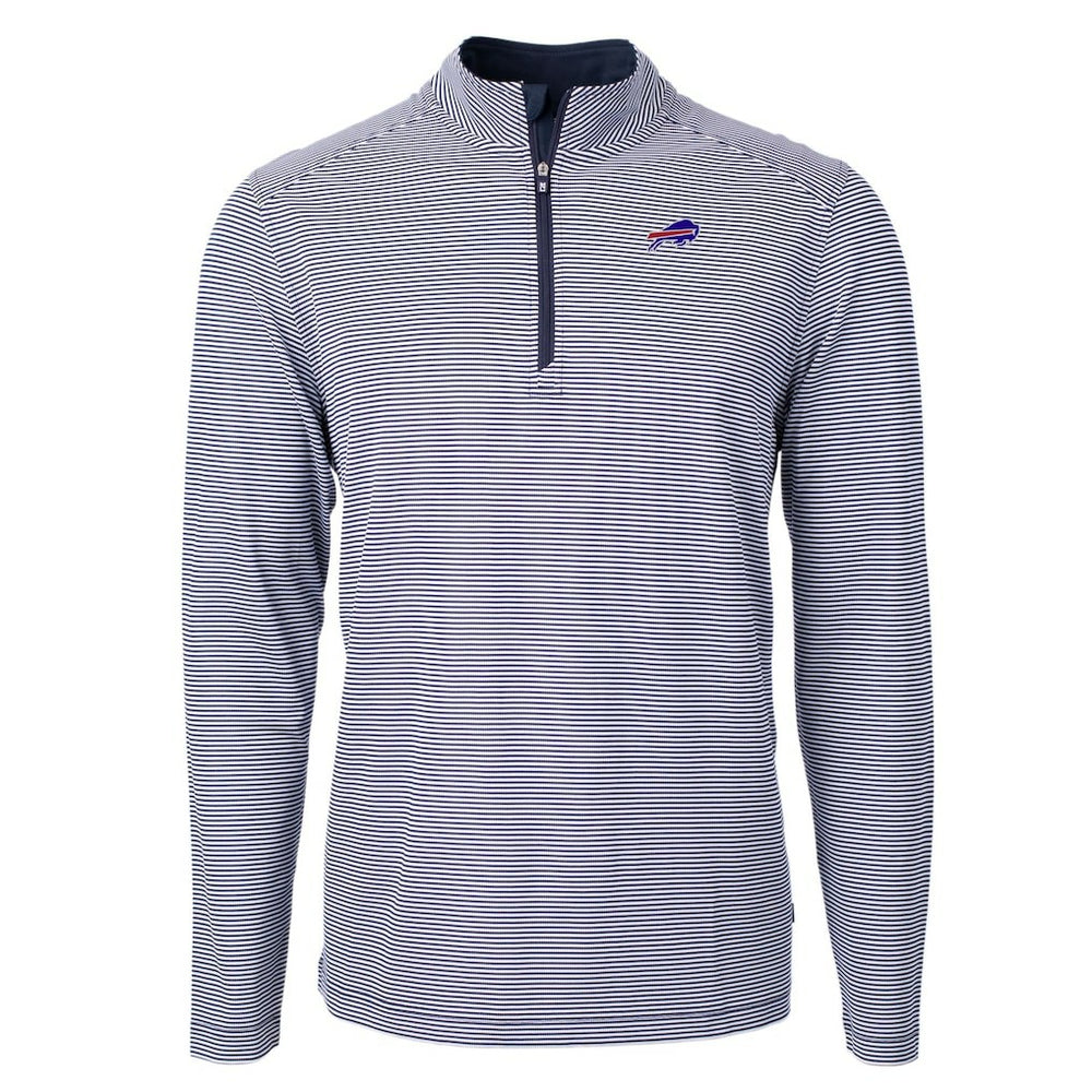 Buffalo Bills Cutter & Buck Big & Tall Virtue Eco Pique Micro Stripe Tri-Blend Quarter-Zip Jacket Navy | NFL