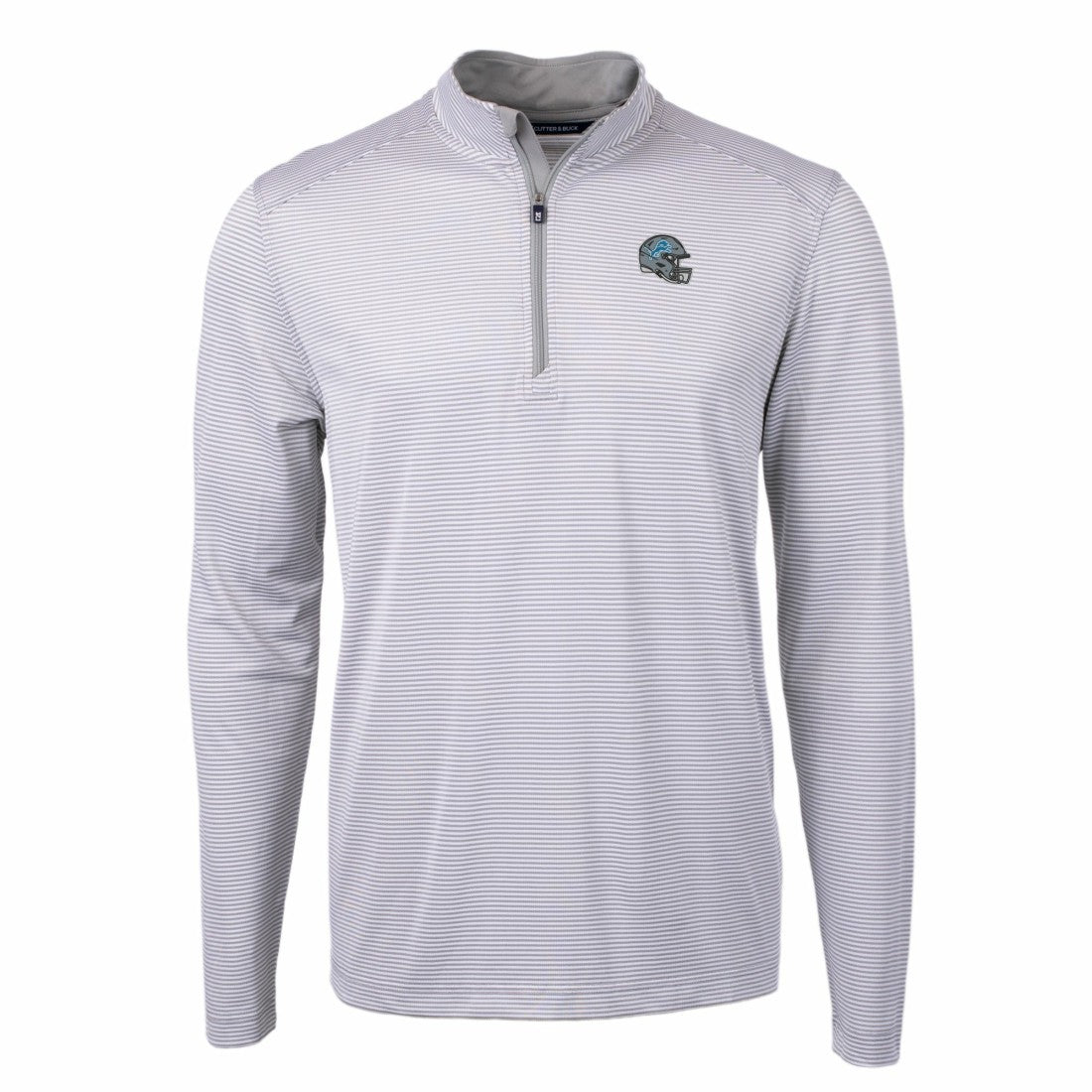 Detroit Lions Cutter & Buck Big & Tall Virtue Eco Pique Micro Stripe Tri-Blend Quarter-Zip Jacket Gray | NFL