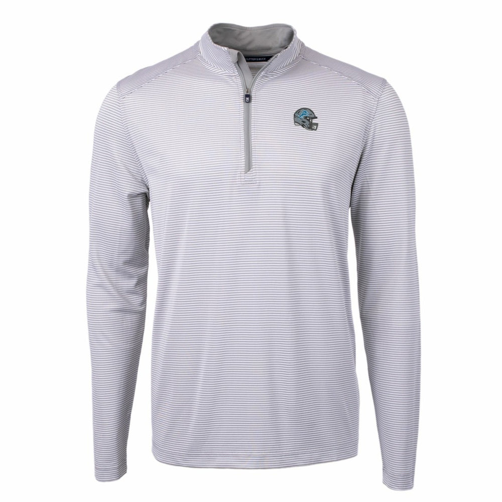 Detroit Lions Cutter & Buck Big & Tall Virtue Eco Pique Micro Stripe Tri-Blend Quarter-Zip Jacket Gray | NFL