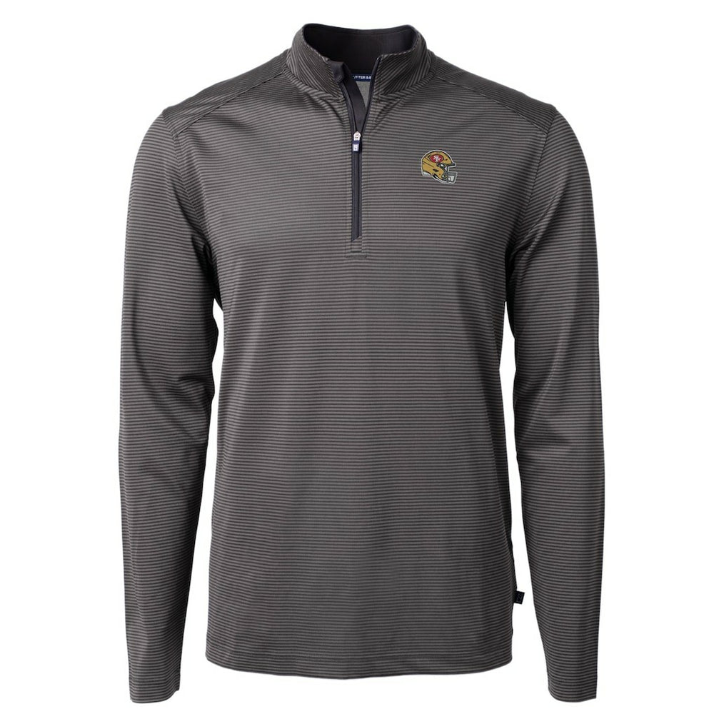 San Francisco 49ers Cutter & Buck Big & Tall Virtue Eco Pique Micro Stripe Tri-Blend Quarter-Zip Jacket Black | NFL