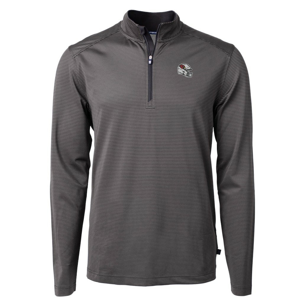 Arizona Cardinals Cutter & Buck Big & Tall Virtue Eco Pique Micro Stripe Tri-Blend Quarter-Zip Jacket Black | NFL
