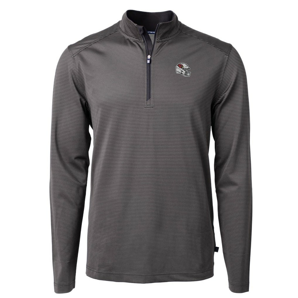 Arizona Cardinals Cutter & Buck Big & Tall Virtue Eco Pique Micro Stripe Tri-Blend Quarter-Zip Jacket Black | NFL