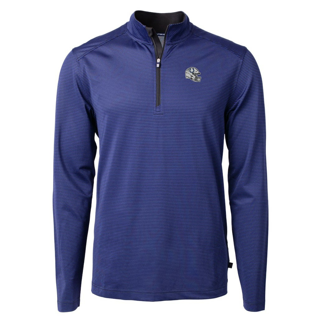 Indianapolis Colts Cutter & Buck Big & Tall Virtue Eco Pique Micro Stripe Tri-Blend Quarter-Zip Jacket Royal | NFL