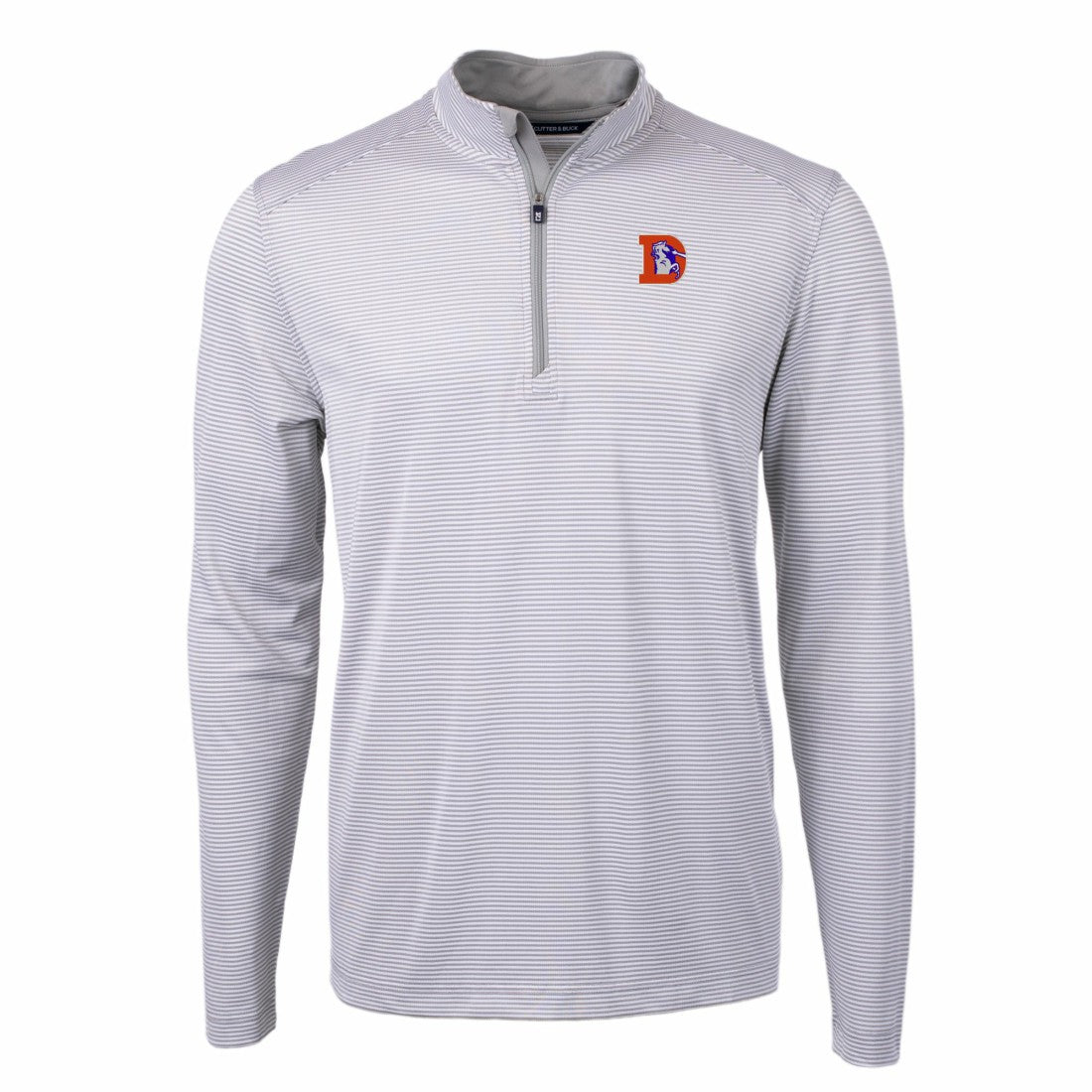 Denver Broncos Cutter & Buck Big & Tall Virtue Eco Pique Micro Stripe Tri-Blend Quarter-Zip Jacket Gray | NFL