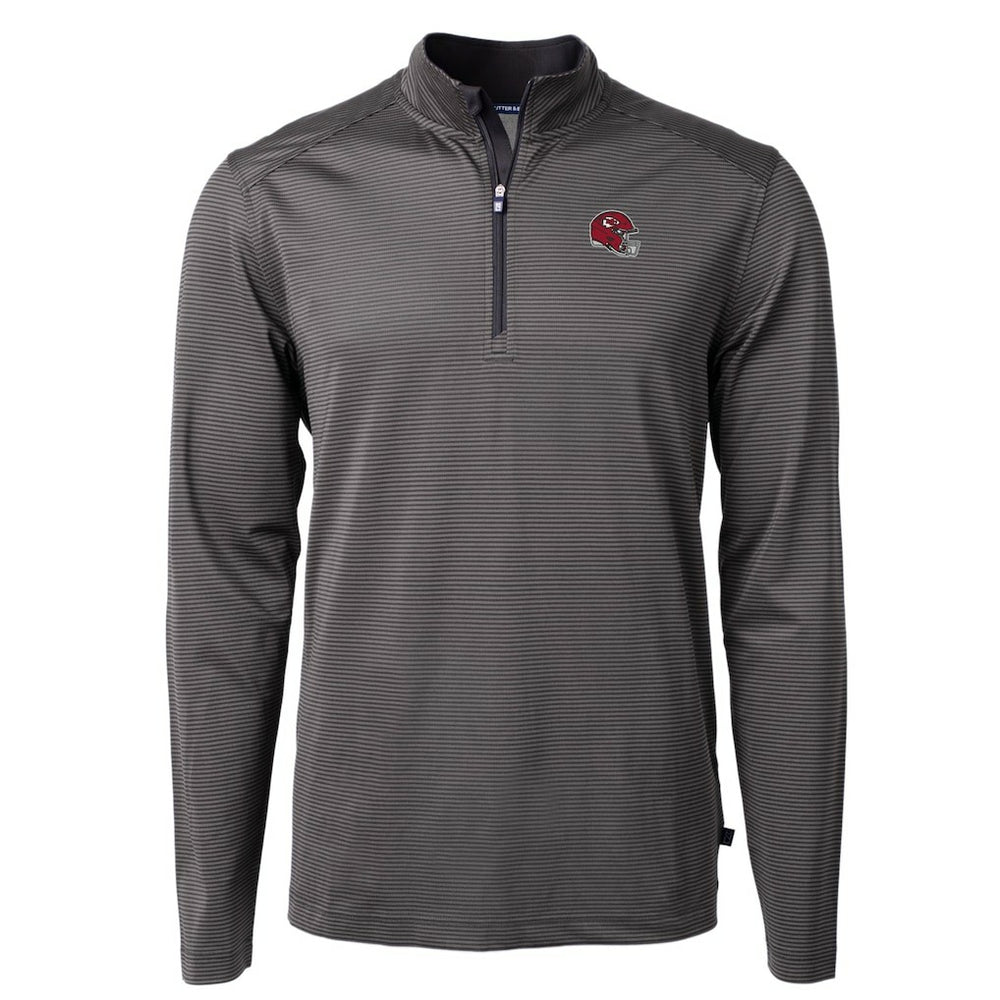 Kansas City Chiefs Cutter & Buck Big & Tall Virtue Eco Pique Micro Stripe Tri-Blend Quarter-Zip Jacket Black | NFL