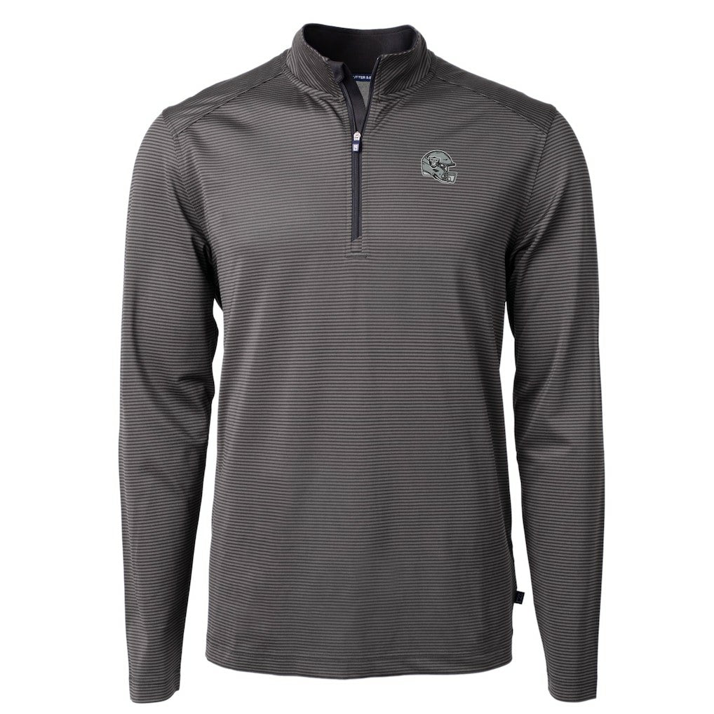 Las Vegas Raiders Cutter & Buck Big & Tall Virtue Eco Pique Micro Stripe Tri-Blend Quarter-Zip Jacket Black | NFL