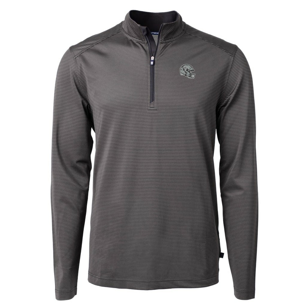 Las Vegas Raiders Cutter & Buck Big & Tall Virtue Eco Pique Micro Stripe Tri-Blend Quarter-Zip Jacket Black | NFL