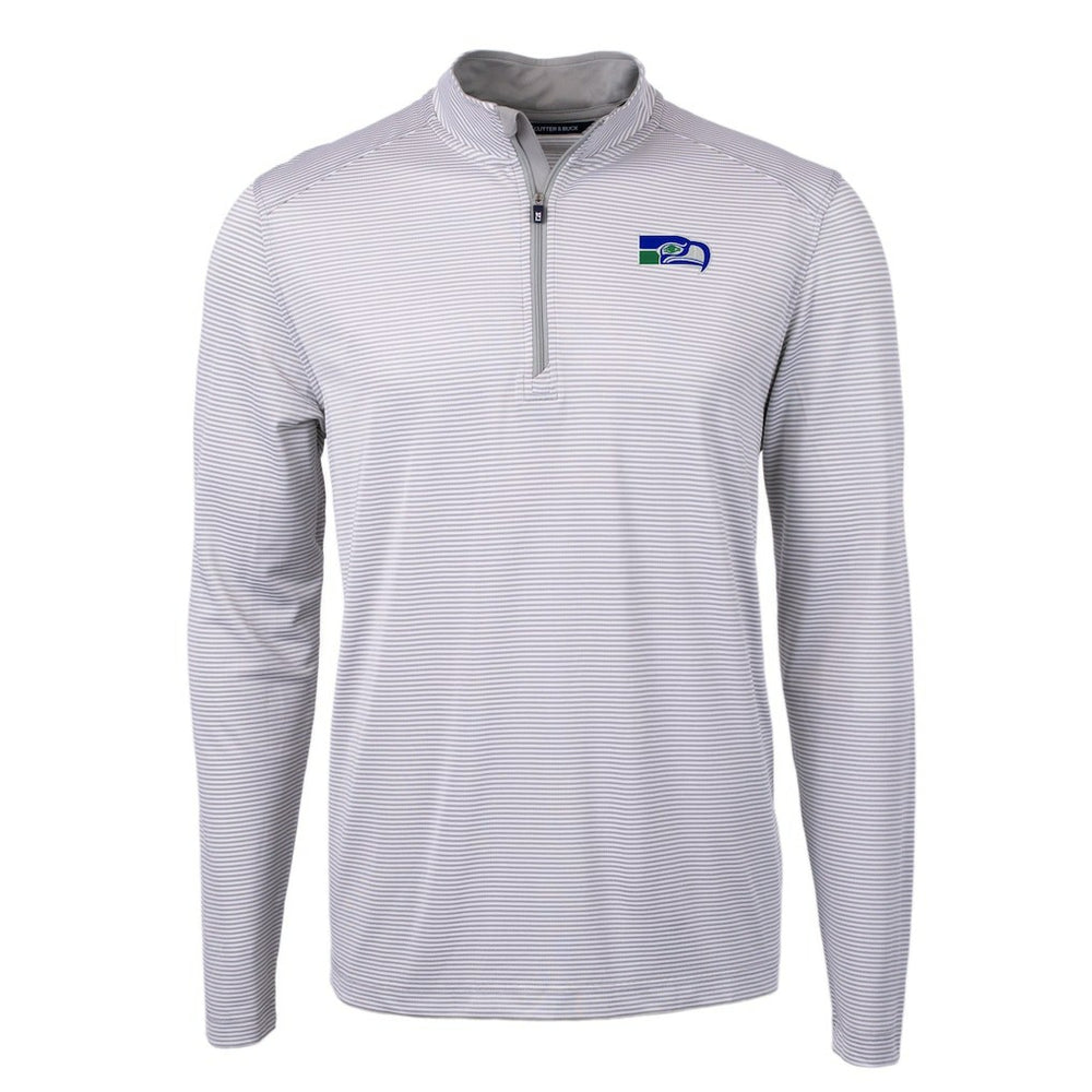Seattle Seahawks Cutter & Buck Big & Tall Virtue Eco Pique Micro Stripe Tri-Blend Quarter-Zip Jacket Gray | NFL