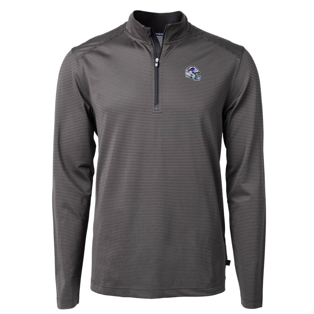 Buffalo Bills Cutter & Buck Big & Tall Virtue Eco Pique Micro Stripe Tri-Blend Quarter-Zip Jacket Black | NFL