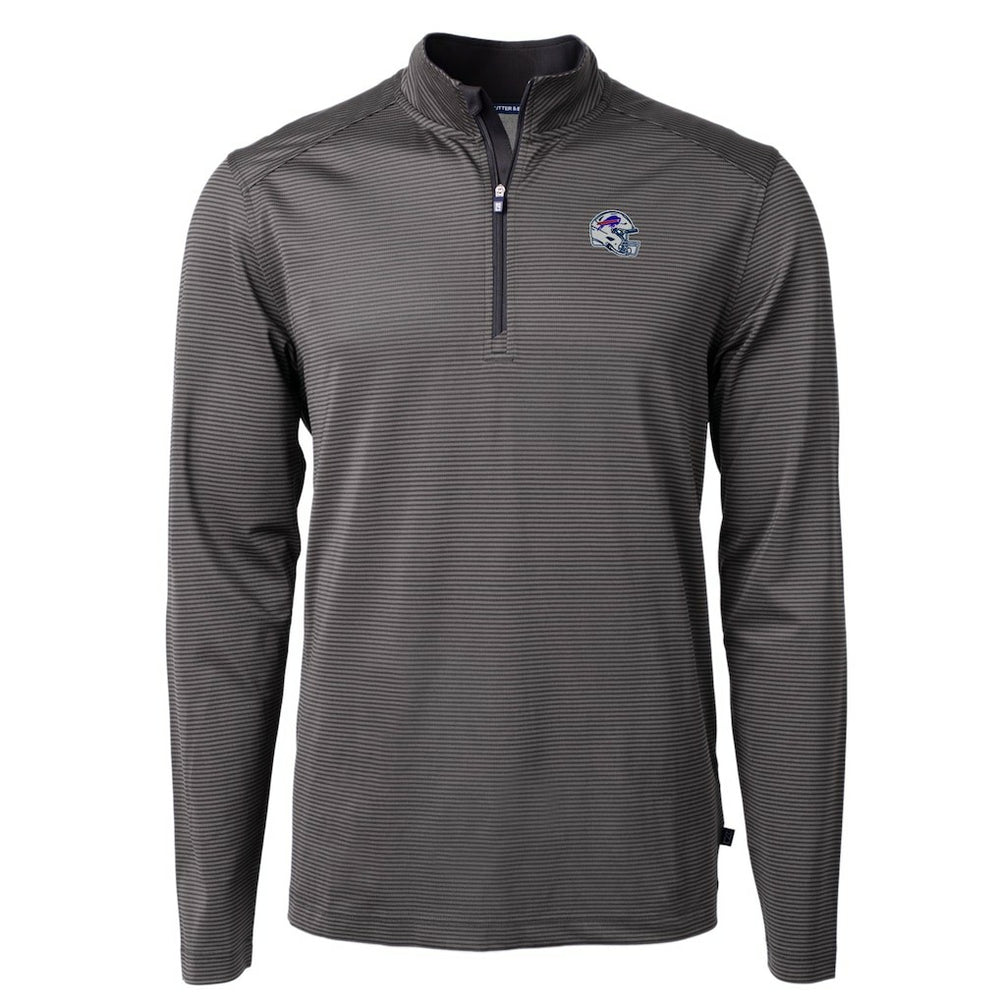 Buffalo Bills Cutter & Buck Big & Tall Virtue Eco Pique Micro Stripe Tri-Blend Quarter-Zip Jacket Black | NFL