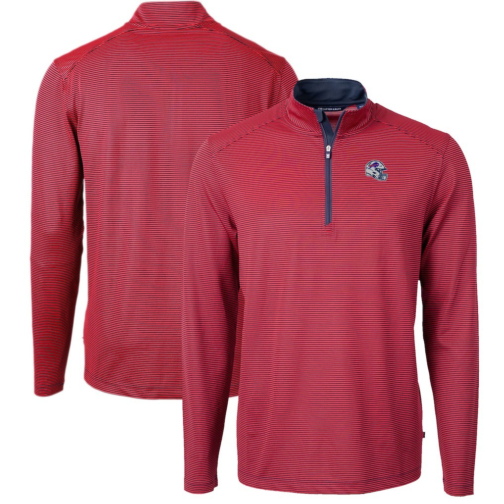 Buffalo Bills Cutter & Buck Big & Tall Virtue Eco Pique Micro Stripe Tri-Blend Quarter-Zip Jacket Red | NFL