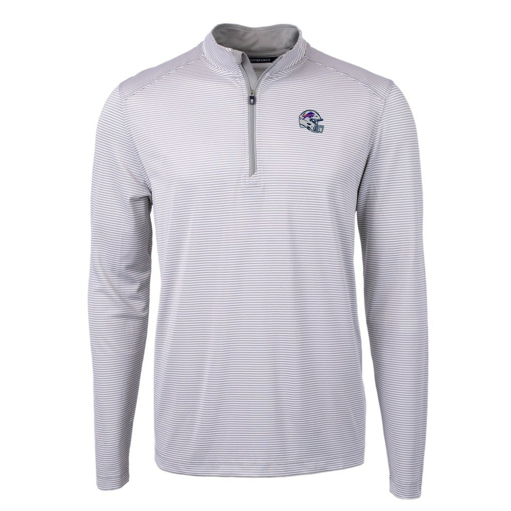 Buffalo Bills Cutter & Buck Big & Tall Virtue Eco Pique Micro Stripe Tri-Blend Quarter-Zip Jacket Gray | NFL