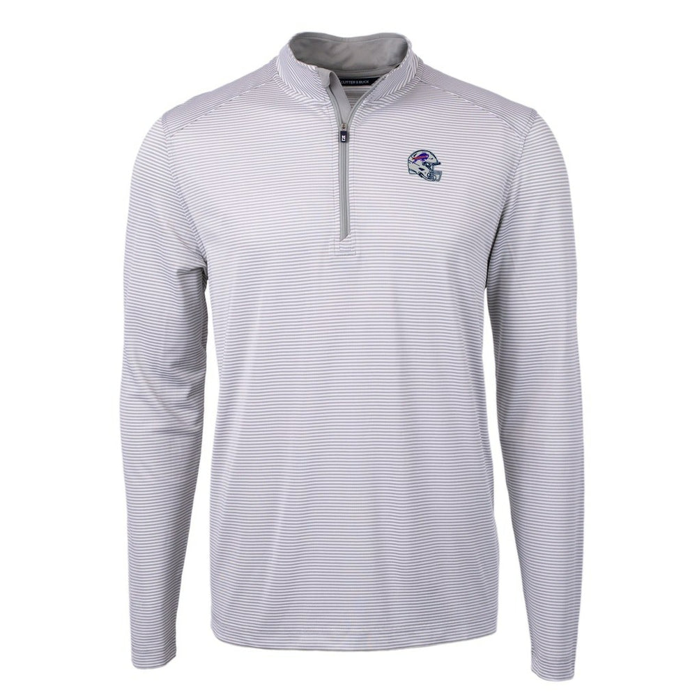 Buffalo Bills Cutter & Buck Big & Tall Virtue Eco Pique Micro Stripe Tri-Blend Quarter-Zip Jacket Gray | NFL