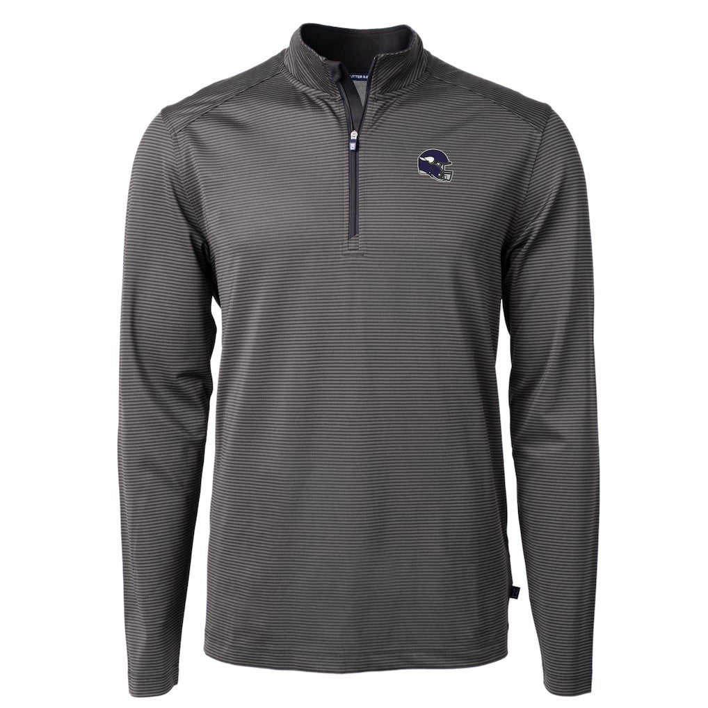 Minnesota Vikings Cutter & Buck Big & Tall Virtue Eco Pique Micro Stripe Tri-Blend Quarter-Zip Jacket Black | NFL