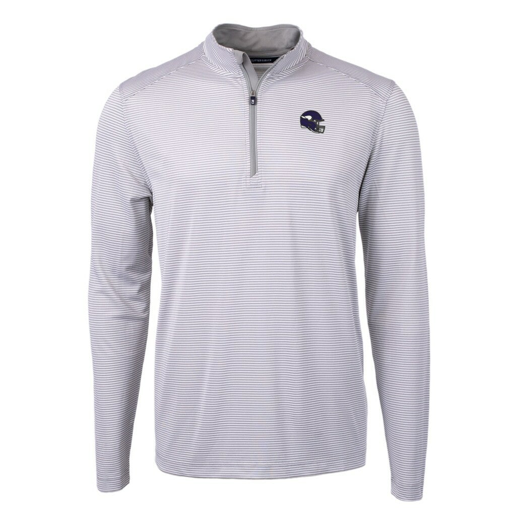 Minnesota Vikings Cutter & Buck Big & Tall Virtue Eco Pique Micro Stripe Tri-Blend Quarter-Zip Jacket Gray | NFL
