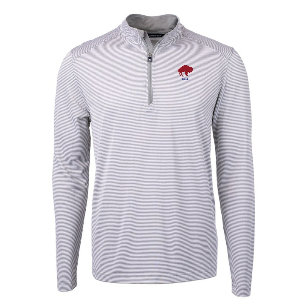 Buffalo Bills Cutter & Buck Big & Tall Virtue Eco Pique Micro Stripe Tri-Blend Quarter-Zip Jacket Gray | NFL