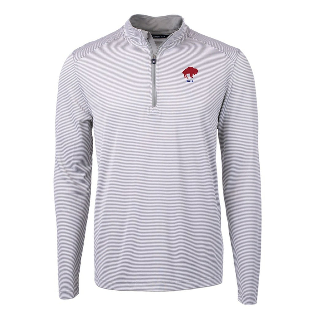 Buffalo Bills Cutter & Buck Big & Tall Virtue Eco Pique Micro Stripe Tri-Blend Quarter-Zip Jacket Gray | NFL