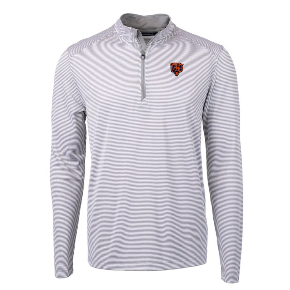 Chicago Bears Cutter & Buck Big & Tall Virtue Eco Pique Micro Stripe Tri-Blend Quarter-Zip Jacket Gray | NFL