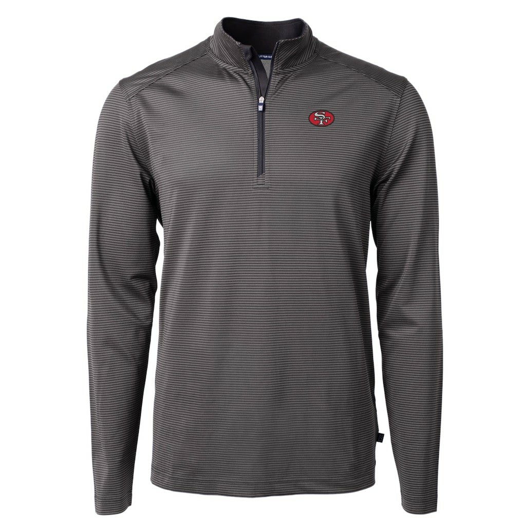 San Francisco 49ers Cutter & Buck Big & Tall Virtue Eco Pique Micro Stripe Tri-Blend Quarter-Zip Jacket Black | NFL