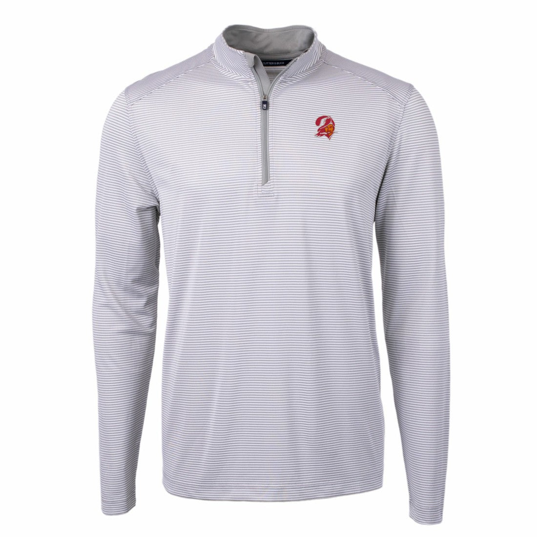Tampa Bay Buccaneers Cutter & Buck Big & Tall Virtue Eco Pique Micro Stripe Tri-Blend Quarter-Zip Jacket Gray | NFL