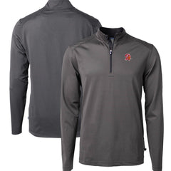 Tampa Bay Buccaneers Cutter & Buck Big & Tall Virtue Eco Pique Micro Stripe Tri-Blend Quarter-Zip Jacket Black | NFL