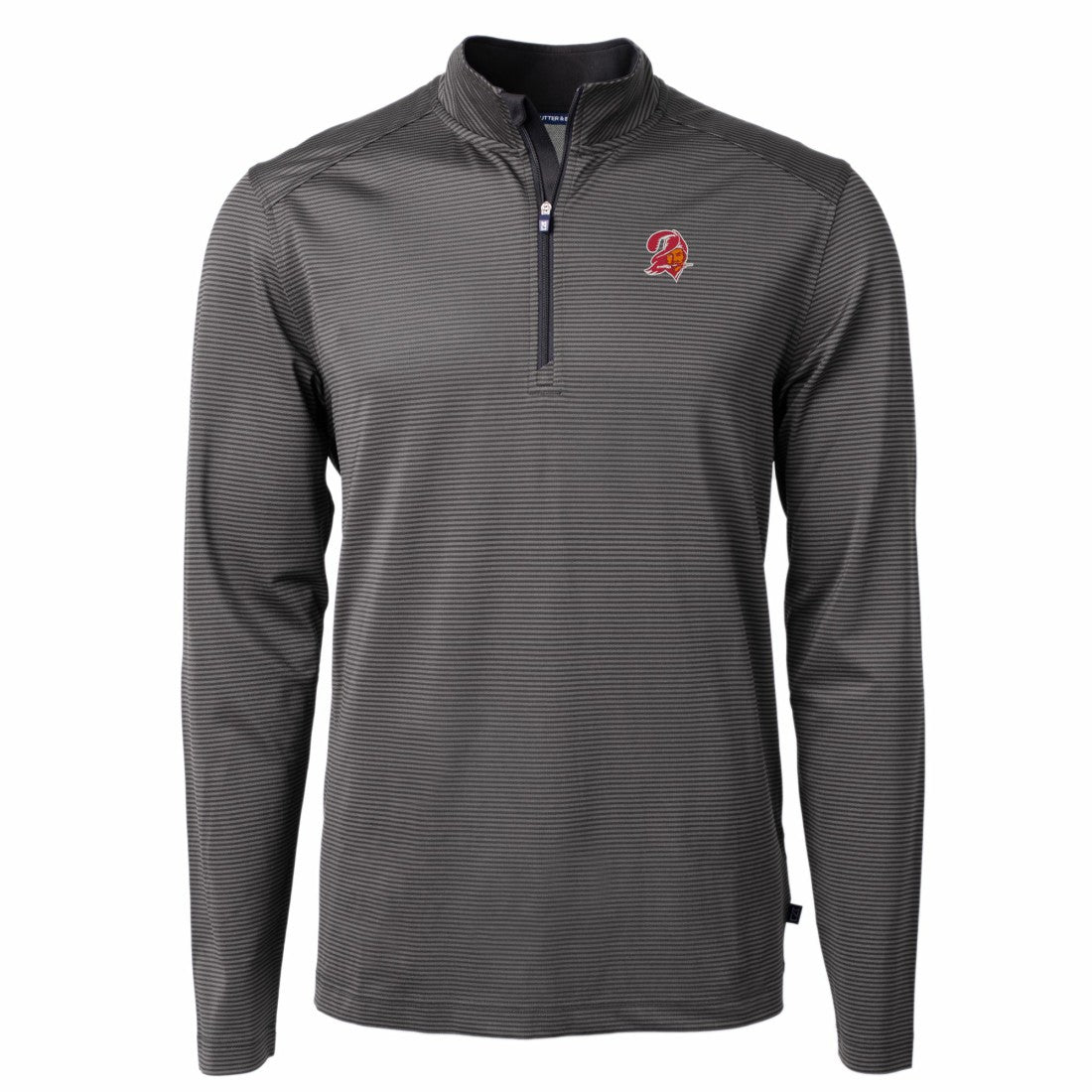 Tampa Bay Buccaneers Cutter & Buck Big & Tall Virtue Eco Pique Micro Stripe Tri-Blend Quarter-Zip Jacket Black | NFL