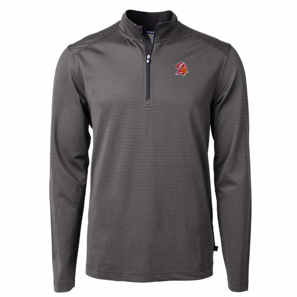Tampa Bay Buccaneers Cutter & Buck Big & Tall Virtue Eco Pique Micro Stripe Tri-Blend Quarter-Zip Jacket Black | NFL