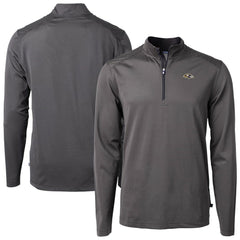 Baltimore Ravens Cutter & Buck Big & Tall Virtue Eco Pique Micro Stripe Tri-Blend Quarter-Zip Jacket Black | NFL