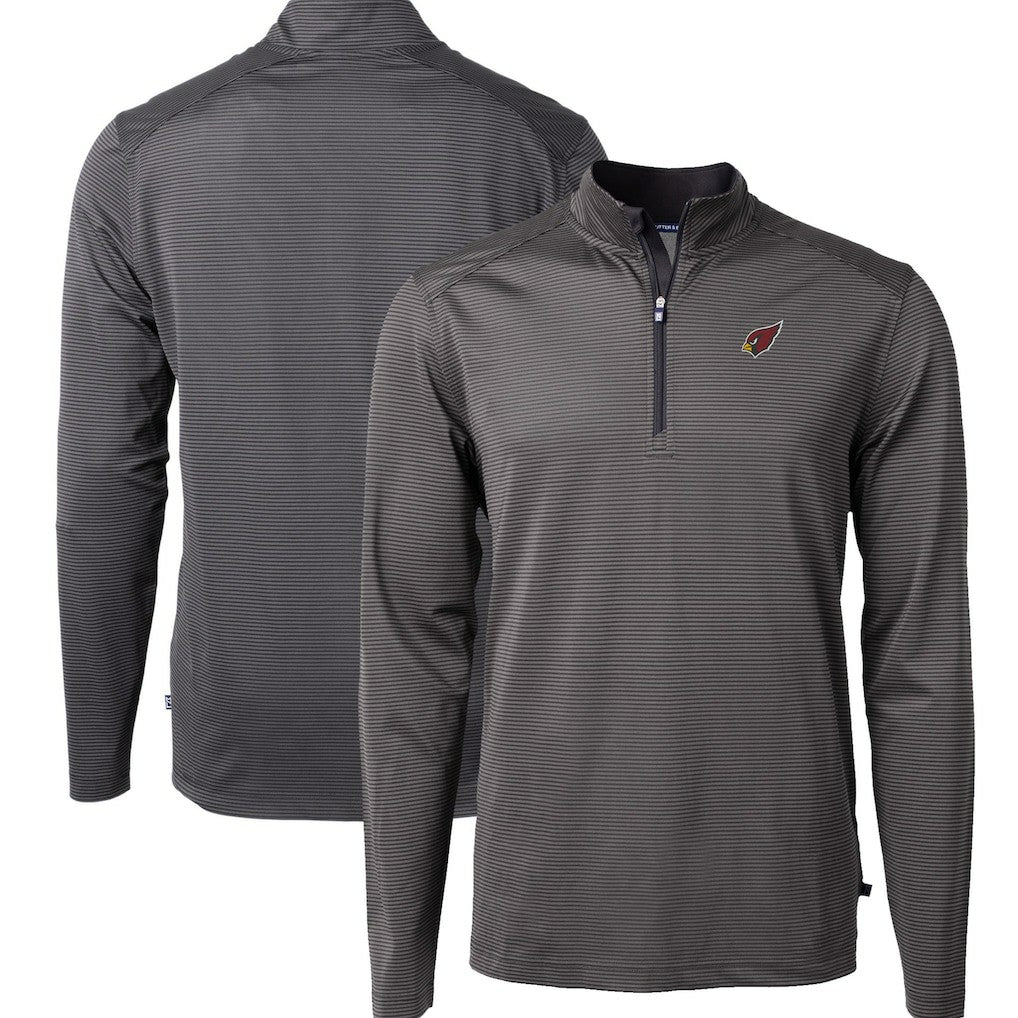 Arizona Cardinals Cutter & Buck Big & Tall Virtue Eco Pique Micro Stripe Tri-Blend Quarter-Zip Jacket Black | NFL