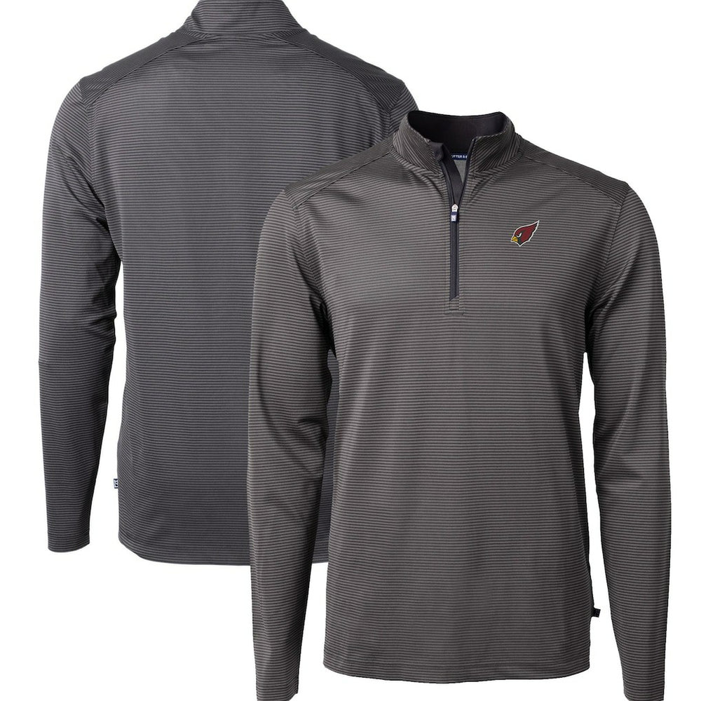 Arizona Cardinals Cutter & Buck Big & Tall Virtue Eco Pique Micro Stripe Tri-Blend Quarter-Zip Jacket Black | NFL