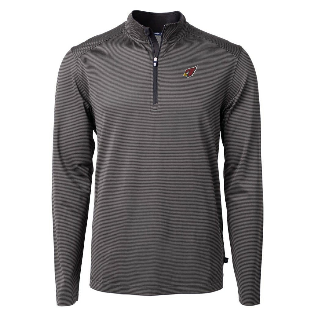 Arizona Cardinals Cutter & Buck Big & Tall Virtue Eco Pique Micro Stripe Tri-Blend Quarter-Zip Jacket Black | NFL