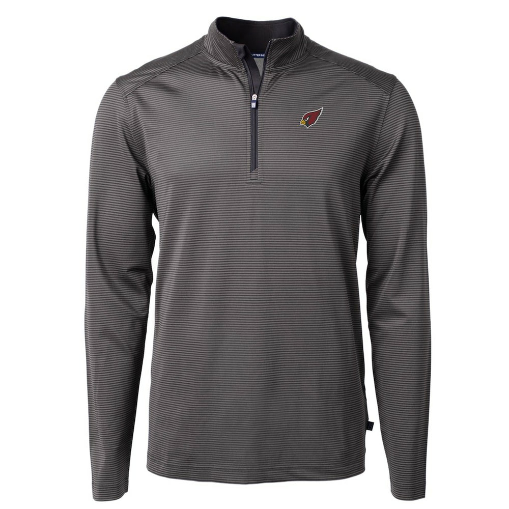 Arizona Cardinals Cutter & Buck Big & Tall Virtue Eco Pique Micro Stripe Tri-Blend Quarter-Zip Jacket Black | NFL