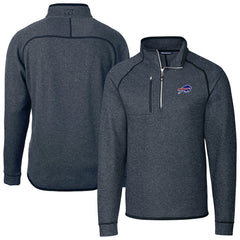 Buffalo Bills Cutter & Buck Big & Tall Mainsail Sweater-Knit Half-Zip Jacket Heather Navy | NFL