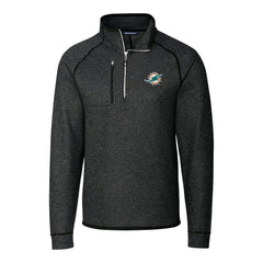 Miami Dolphins Cutter & Buck Big & Tall Mainsail Sweater-Knit Half-Zip Jacket Heather Charcoal | NFL
