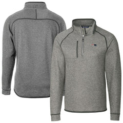 New England Patriots Cutter & Buck Big & Tall Mainsail Sweater-Knit Half-Zip Jacket Heather Gray | NFL