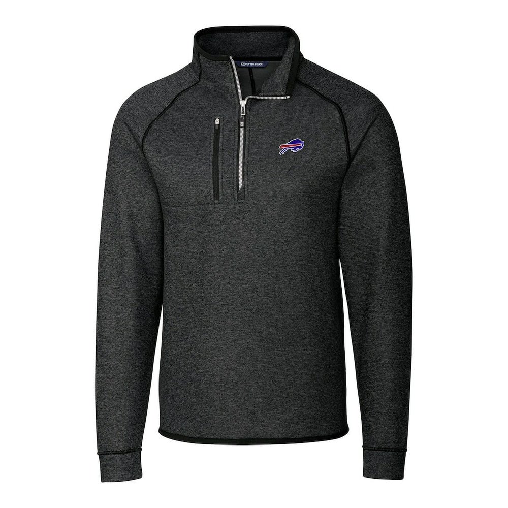 Buffalo Bills Cutter & Buck Big & Tall Mainsail Sweater-Knit Half-Zip Jacket Heather Charcoal | NFL