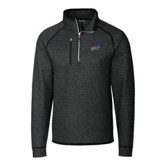 Buffalo Bills Cutter & Buck Big & Tall Mainsail Sweater-Knit Half-Zip Jacket Heather Charcoal | NFL