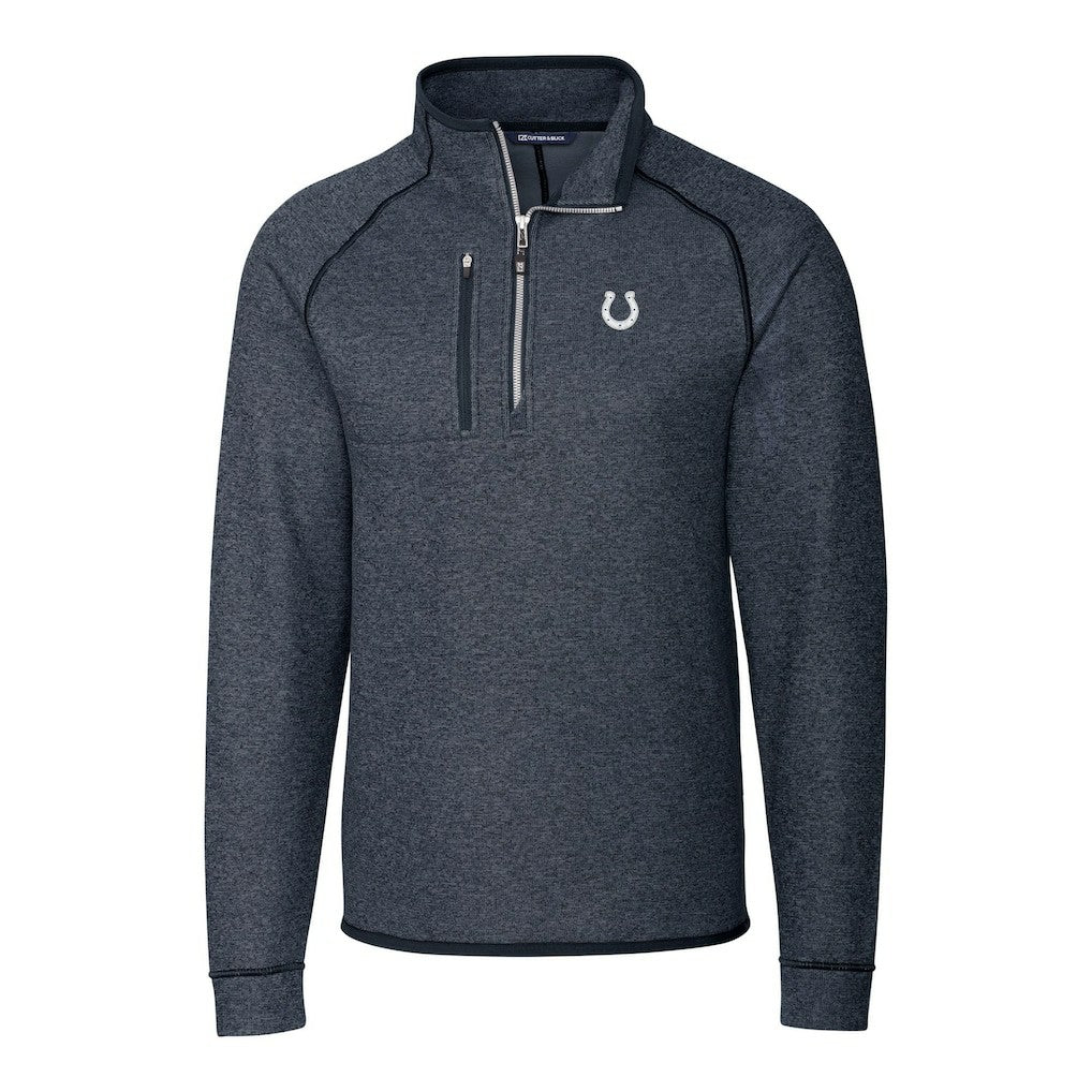 Indianapolis Colts Cutter & Buck Big & Tall Mainsail Sweater-Knit Half-Zip Jacket Heather Navy | NFL