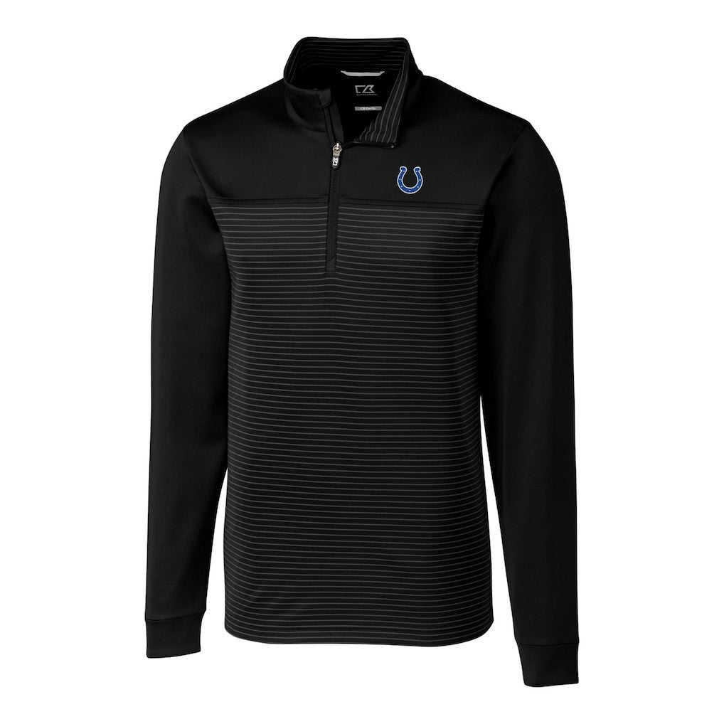 Indianapolis Colts Cutter & Buck Traverse Eco Stripe Tri-Blend DryTec Quarter-Zip Jacket Black | NFL