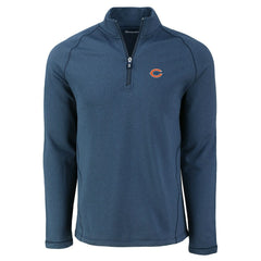 Chicago Bears Cutter & Buck Peshastin Eco Fleece Tri-Blend Raglan Recycled Quarter-Zip Jacket Heather Navy | NFL