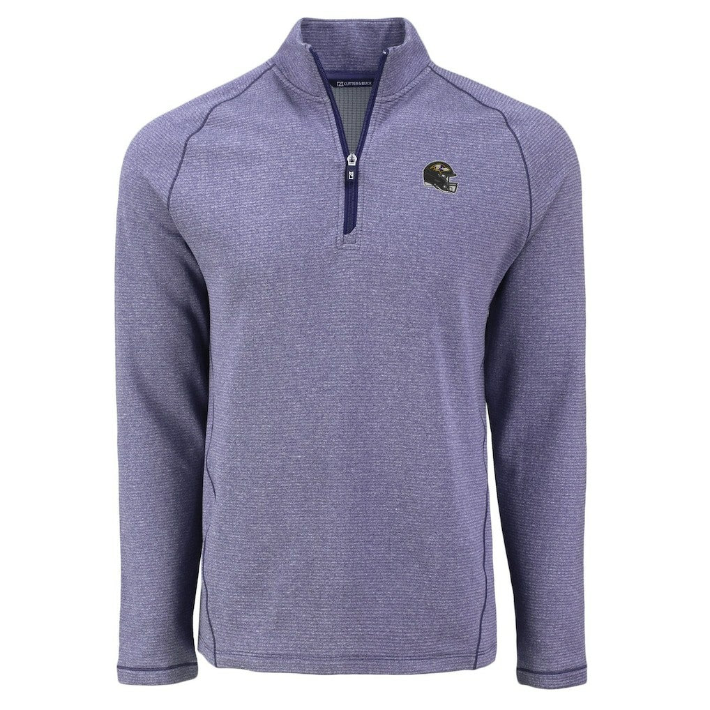 Baltimore Ravens Cutter & Buck Peshastin Eco Fleece Tri-Blend Raglan Recycled Quarter-Zip Jacket Heather Purple | NFL