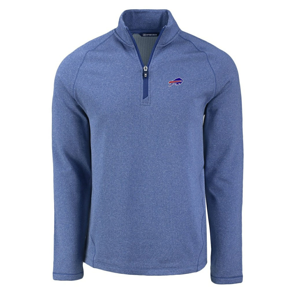 Buffalo Bills Cutter & Buck Peshastin Eco Fleece Tri-Blend Raglan Recycled Quarter-Zip Jacket Heather Royal | NFL