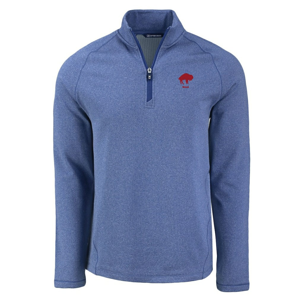 Buffalo Bills Cutter & Buck Peshastin Eco Fleece Tri-Blend Raglan Recycled Quarter-Zip Jacket Heather Royal | NFL